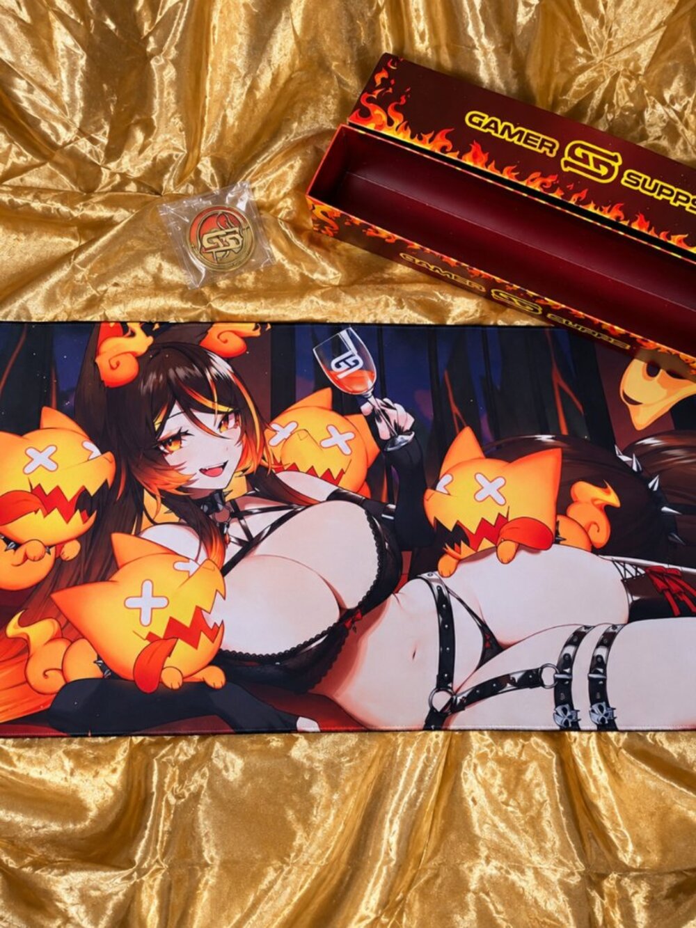 Sinder's Pyro Power Mouse Pad + RARE GamerSupps Sinder V2 Pyro Collectible Coin